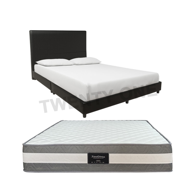 RUBY FAUX LEATHER BED FRAME + 12 INCH BACKCARE SPRING MATTRESS